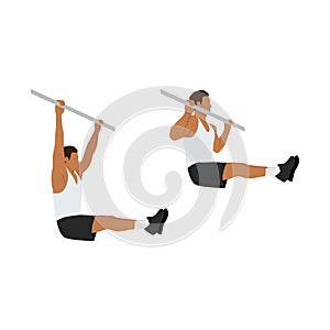 Man doing L sit pull ups exercise. Flat vector