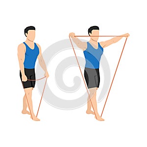 Man doing lateral raises with resistance band exercise