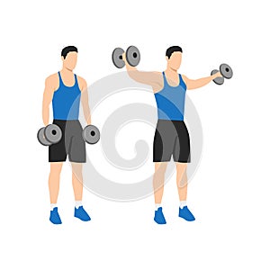 Man doing Lateral side shoulder dumbbell raises.