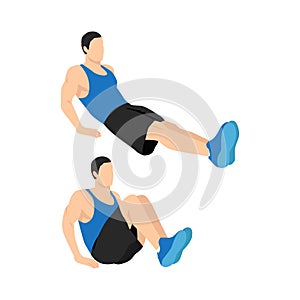 Man doing leg pull in knee up. flat vector illustration isolated