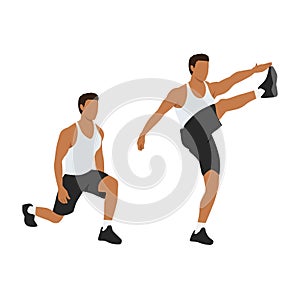 Man doing Lunge. Front kicks exercise.