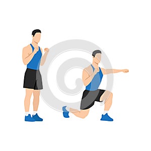Man doing Lunge punches exercise.