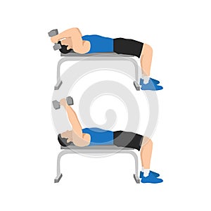 Man doing Lying dumbbell tricep extensions exercise