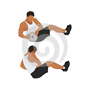 Man doing man twists exercise. Abdominals