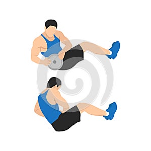 Man doing man twists exercise. Abdominals excercise