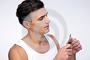 Man doing manicure