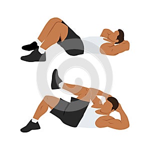 Man doing modified crunches. Abdominals exercise