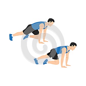 Man doing Mountain climber exercise. Flat vector