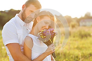 Man doing on the nature engagement girl, surprise, emotion, at s