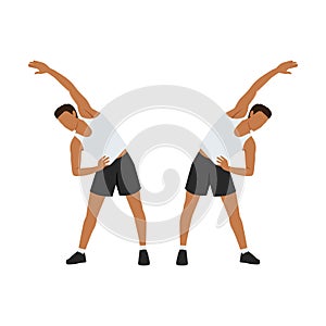 Man doing Obliques stretch exercise. Flat vector