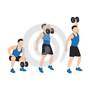 Man doing one arm dumbbell snatch exercise