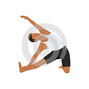 Man doing Parivrtta Parighasana or Revolving Beam Yoga Pose