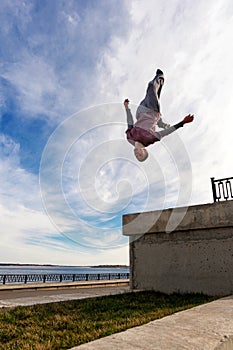 Man doing parkour. Free runner