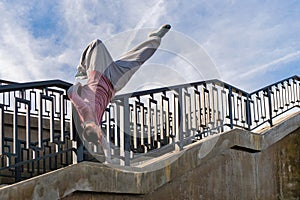 Man doing parkour. Free runner