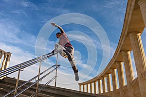 Man doing parkour. Free runner