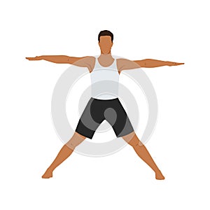 Man doing Parsva Hasta Padasana or star pose yoga exercise photo