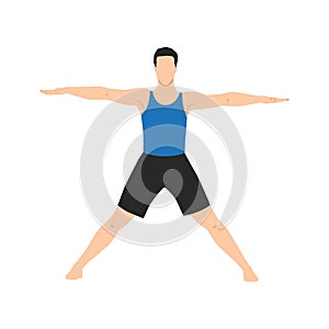 Man doing Parsva Hasta Padasana or star pose yoga exercise photo