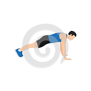 Man doing plank. abdominals exercise flat vector