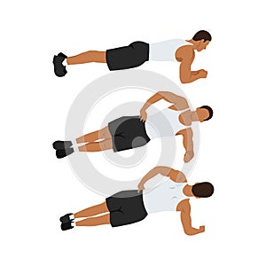 Man doing plank rolls exercise. Abdominals exercise