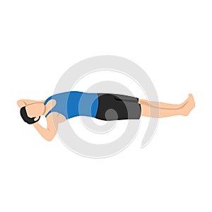Man doing Preparatory side bend stretch exercise.