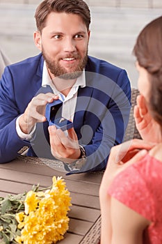 Man doing proposal to his girlfriend