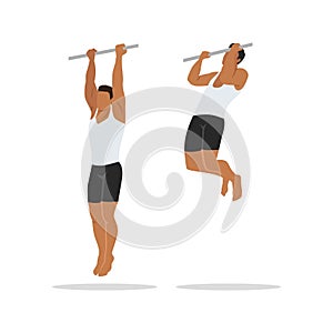 Man doing Pull up with supinated grip exercise. Flat vector