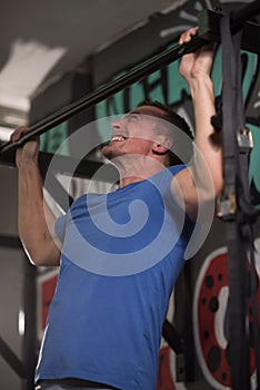 Man doing pull ups