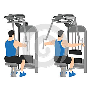 Man doing rear delt machine flyes exercise