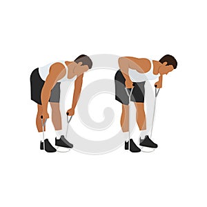 Man doing Resistance band bent over rows exercise.
