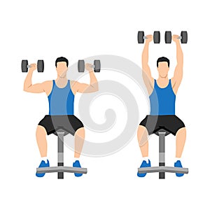 Man doing Seated Dumbbell overhead shoulder press .