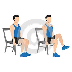Man doing seated knee lifts or seated knee elevations