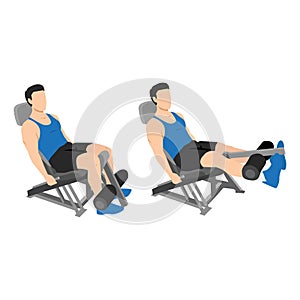Man doing seated machine leg extensions exercise
