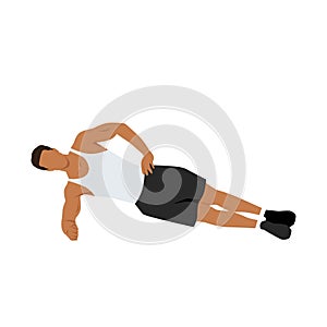 Man doing side plank. Abdominals exercise. Flat vector