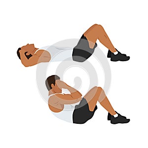 Man doing sit ups exercise. Abdominals exercise