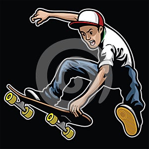 Man doing skateboard trick stunt