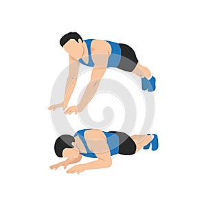 Man doing sphinx push up. Flat vector illustration isolated