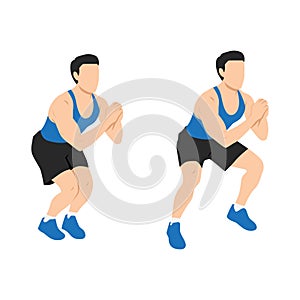 Man doing squat jacks or side sumo walks exercise