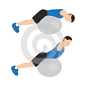 Man doing stability or swiss ball back extensions exercise