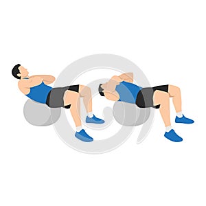 Man doing stability,swiss,exercise ball crunches