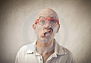 Man doing strange expression