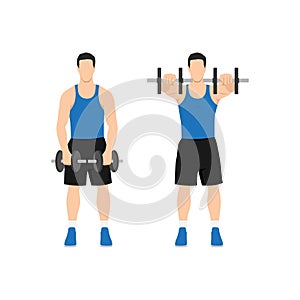 Man doing Two arm dumbbell front shoulder raises