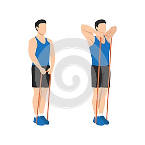 Man doing Upright Row Home Workout Exercise with Thin Resistance Band