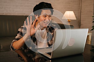 Man doing video call on laptop