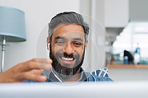 Man doing video conversation