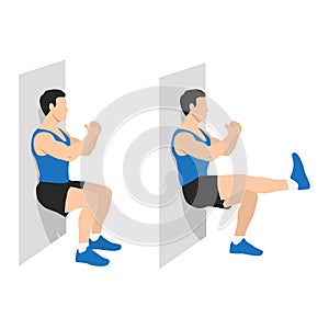 Man doing wall sit exercise