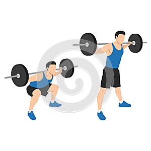 Man doing wide stance sumo barbell squats exercise