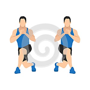 Man doing workout with Alternating Curtsy Lunge