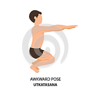 Man doing yoga Awkward Pose or Utkatasana vector