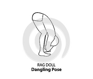 Man doing yoga rag dol pose or dangling line icon