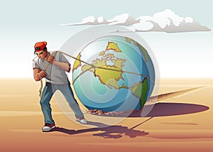 Man Dragging Globe